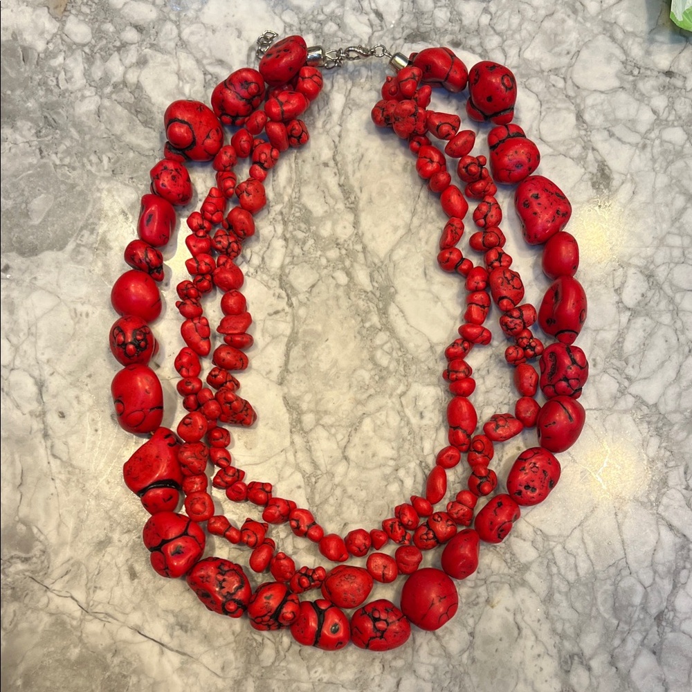 Bold Red Beaded Necklace